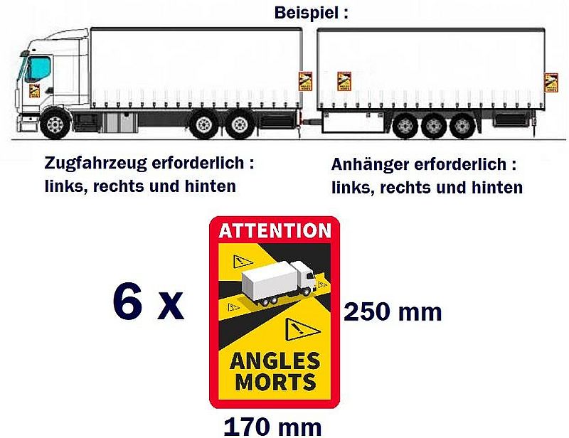 Toter Winkel Magnet Aufkleber Frankreich LKW Bus wohnmobil