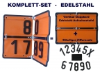 SET : Ziffern-Klapp-Warntafel Edelstahl, vertikal klappbar 
