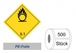Gefahrzettel 100x100 PE-Folie - Gefahrgutklasse 5.1 