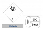 Gefahrzettel 100x100 PE-Folie - Gefahrgutklasse 6.2 