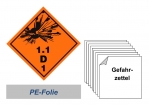 Gefahrzettel 100x100 PE-Folie - Gefahrgutklasse 1.1 D 