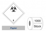 Gefahrzettel 100x100 Papier - Gefahrgutklasse 6.2 
