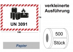 Label UN 3091 "Lithium-Metall-Batterien" klein 
