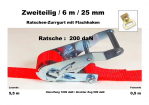 Ratschen-Zurrgurt 2- 25mm / 6m Flachhaken (0,5/5,5) / 200 daN 