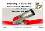 10er Paket : Zurrgurt 50mm / 8m Profilhaken (0,4/7,6) / 350 daN 