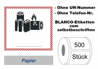 Label BLANCO "Lithium-Metall-Batterien" /  ohne Texteindruck 