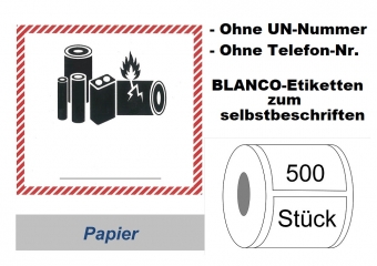 Label BLANCO "Lithium-Batterien" /  ohne Texteindruck 