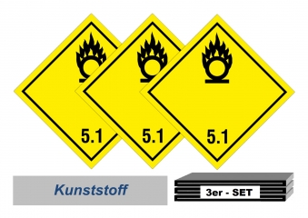 Grosszettel-Set 250x250 Kunststoff - Gefahrgutklasse 5.1 