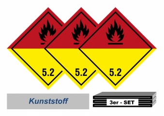 Grosszettel-Set 250x250 Kunststoff - Gefahrgutklasse 5.2 