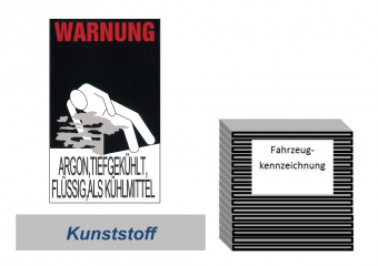 Warnkennzeichnung Kühlmittel "Argon" auf Kunststoffplatte 