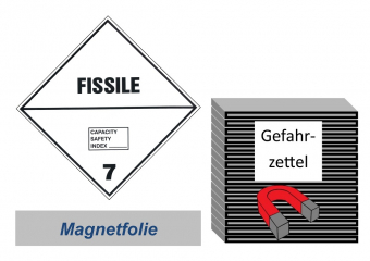 Gefahrzettel 100x100 magnetisch - Gefahrgutklasse 7E spaltbar 