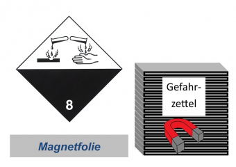 Gefahrzettel 100x100 magnetisch - Gefahrgutklasse 8 