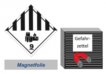 Gefahrzettel 100x100 magnetisch - Gefahrgutklasse 9A Lithium 