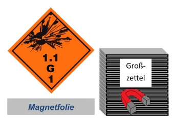 Grosszettel 300x300 magnetisch - Gefahrgutklasse 1.1 G 