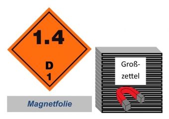 Grosszettel 250x250 magnetisch - Gefahrgutklasse 1.4 D 