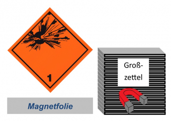 Grosszettel 250x250 magnetisch - Gefahrgutklasse 1   