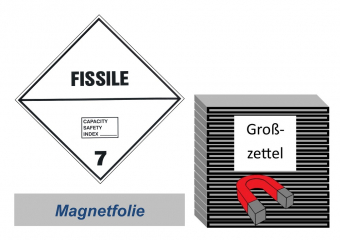 Grosszettel 250x250 magnetisch - Gefahrgutklasse 7E spaltbar 