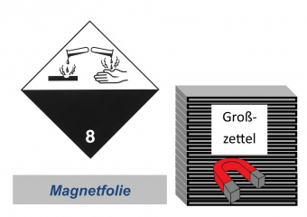 Grosszettel 250x250 magnetisch - Gefahrgutklasse 8 