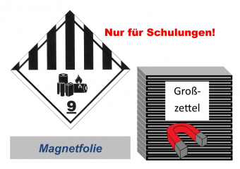 Gefahrzettel 250x250 magnetisch - Gefahrgutklasse 9A Lithium 