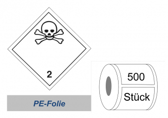 Gefahrzettel 100x100 PE-Folie - Gefahrgutklasse 2.3 