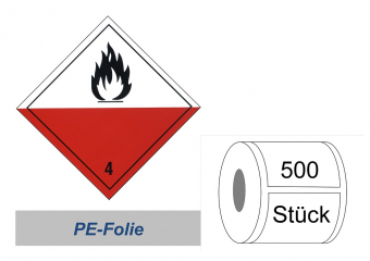 Gefahrzettel 100x100 PE-Folie - Gefahrgutklasse 4.2 