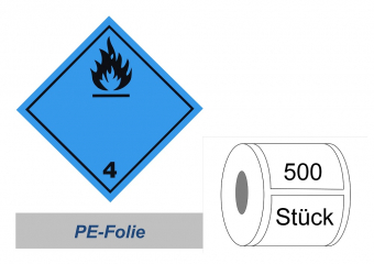 Gefahrzettel 100x100 PE-Folie - Gefahrgutklasse 4.3 