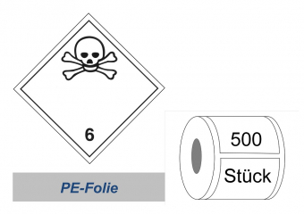Gefahrzettel 100x100 PE-Folie - Gefahrgutklasse 6.1 