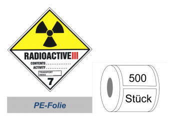 Gefahrzettel 100x100 PE-Folie - Gefahrgutklasse 7C 