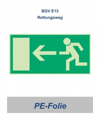 Rettungsweg-Schild PE "links" 297x148 