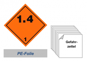 Gefahrzettel 100x100 PE-Folie - Gefahrgutklasse 1.4 