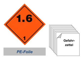 Gefahrzettel 100x100 PE-Folie - Gefahrgutklasse 1.6 