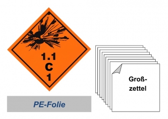 Grosszettel 250x250 PE-Folie - Gefahrgutklasse 1.1 C 