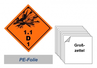 Grosszettel 250x250 PE-Folie - Gefahrgutklasse 1.1 D 