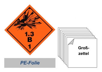 Grosszettel 250x250 PE-Folie - Gefahrgutklasse 1.3 B 