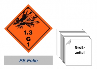 Grosszettel 250x250 PE-Folie - Gefahrgutklasse 1.3 G 