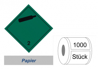 Gefahrzettel 100x100 Papier - Gefahrgutklasse 2.2 