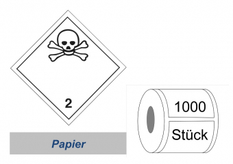 Gefahrzettel 100x100 Papier - Gefahrgutklasse 2.3 