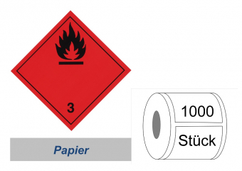 Gefahrzettel 100x100 Papier - Gefahrgutklasse 3 