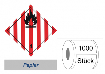 Gefahrzettel 100x100 Papier - Gefahrgutklasse 4.1 