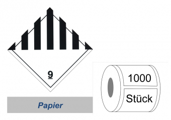 Gefahrzettel 100x100 Papier - Gefahrgutklasse 9 