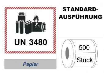 Label UN 3480 "Lithium-Ionen-Batterien" 