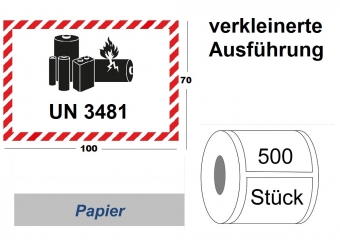 Label UN 3481 "Lithium-Ionen-Batterien" klein 