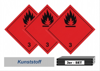 Grosszettel-Set 250x250 Kunststoff - Gefahrgutklasse 3 