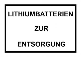 Label SV 377 "Lithiumbatterien zur Entsorgung" 