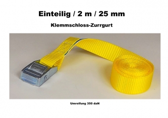 Klemmschloß-Zurrgurt 1-25mm / 2 m einteilig 