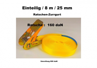 Ratschen-Zurrgurt 1- 25mm / 8m einteilig / 160 daN 